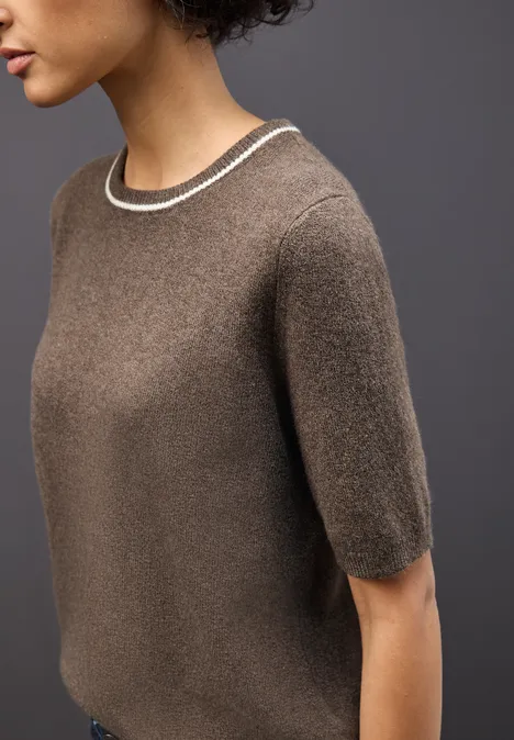 Pull à manches courtes dark nomad brown mel.