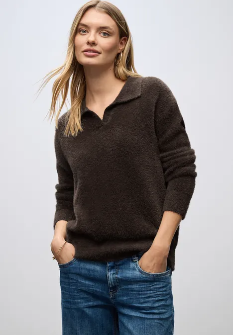 Federgarn Pullover deep roast brown