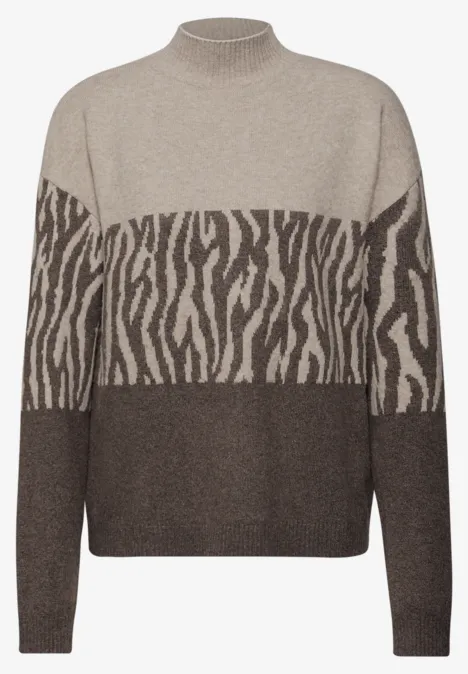 Color-Block Jacquard Sweater dark nomad brown mel.