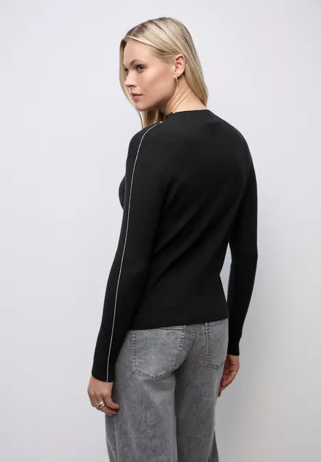 Pullover in Rippstruktur Black