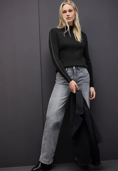 Pullover in Rippstruktur Black