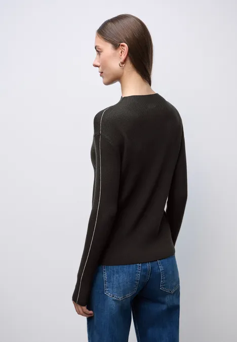 Pullover in Rippstruktur darkest brown