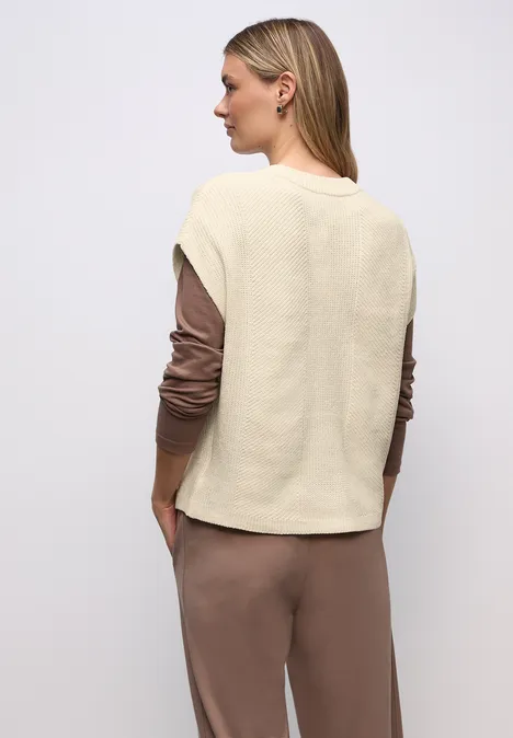 Ärmelloser Chenille Pullover soft beige