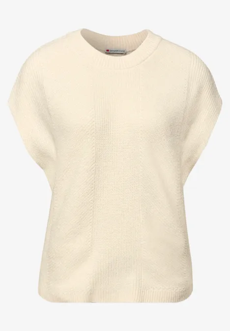 Ärmelloser Chenille Pullover soft beige