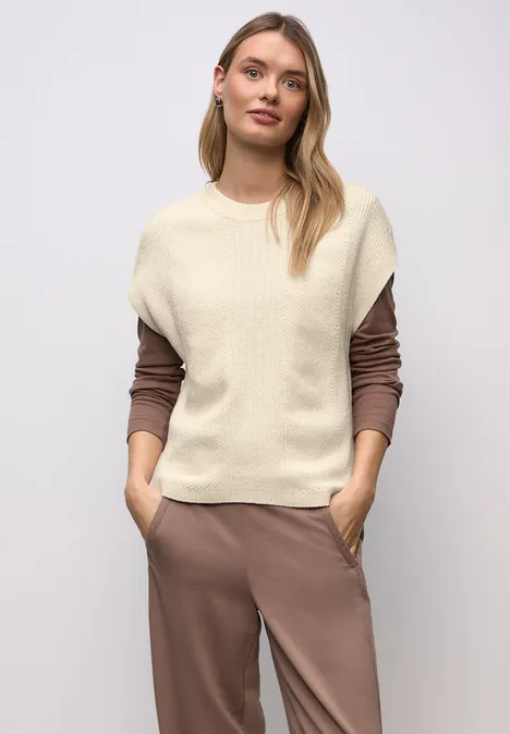 Ärmelloser Chenille Pullover soft beige