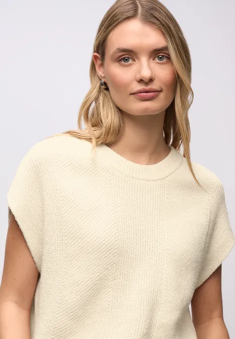 Ärmelloser Chenille Pullover soft beige