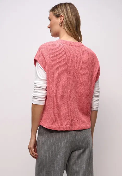 Mouwloze chenille trui null