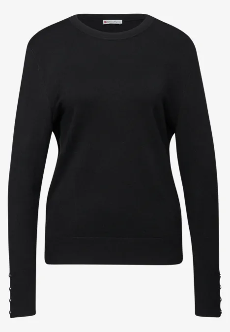 Pullover mit Knopfdetail Black