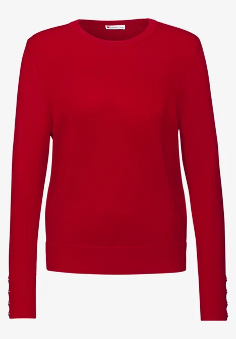 Pullover mit Knopfdetail racing red