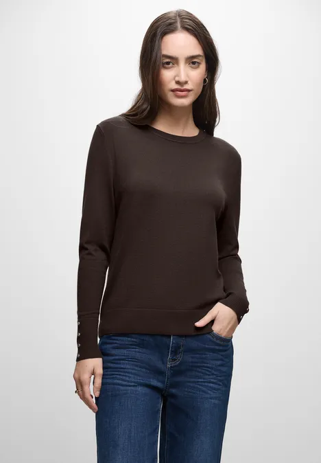 Pullover mit Knopfdetail deep roast brown
