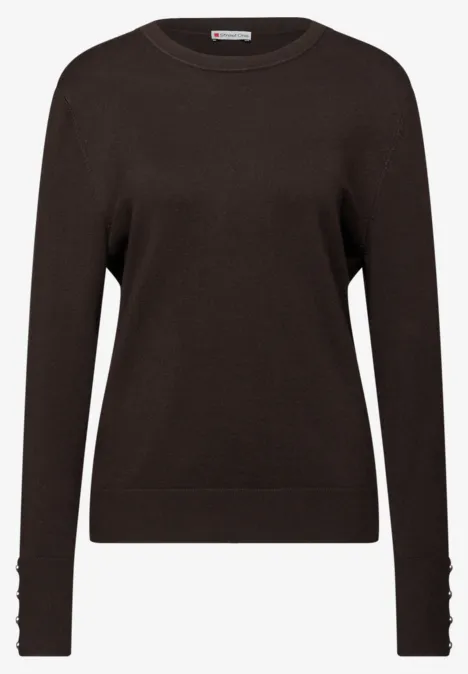 Pullover mit Knopfdetail deep roast brown