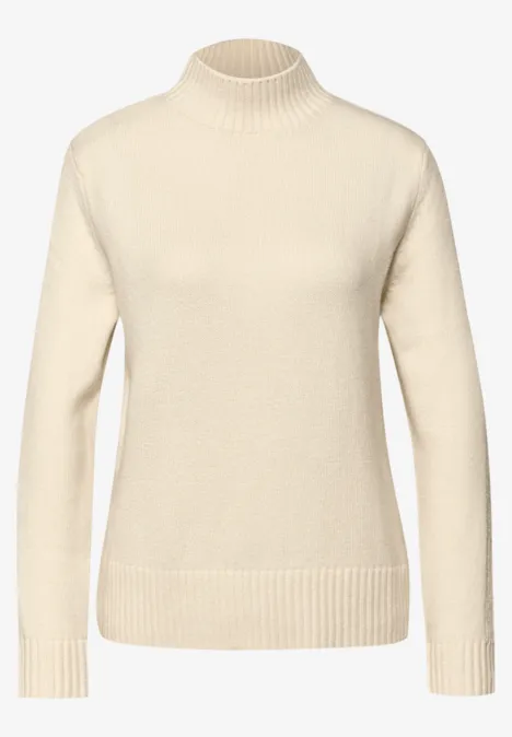 Pullover mit Tape-Details soft beige
