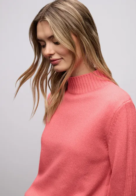 Pullover mit Tape-Details striking coral mel.