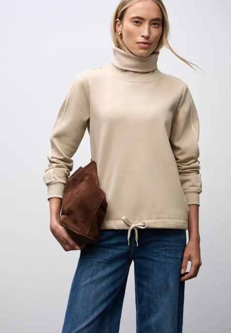 Sweatshirt mit Stehkragen sanded beige