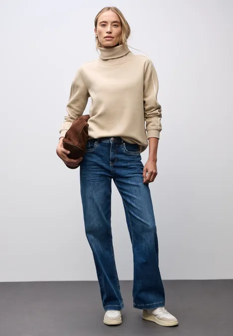 Sweatshirt mit Stehkragen sanded beige