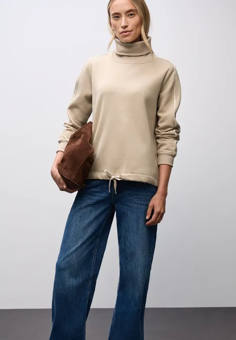 Sweatshirt mit Stehkragen sanded beige