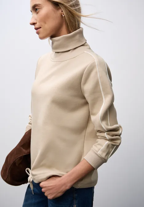 Sweatshirt mit Stehkragen sanded beige