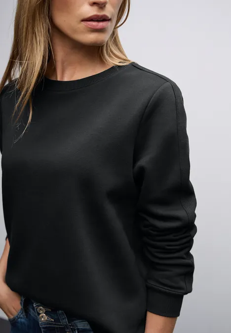 Sweatshirt mit Rippdetail Black