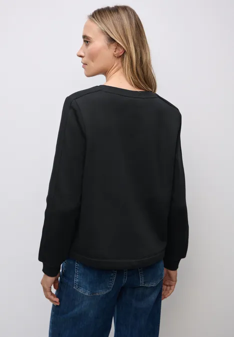Sweatshirt mit Rippdetail Black