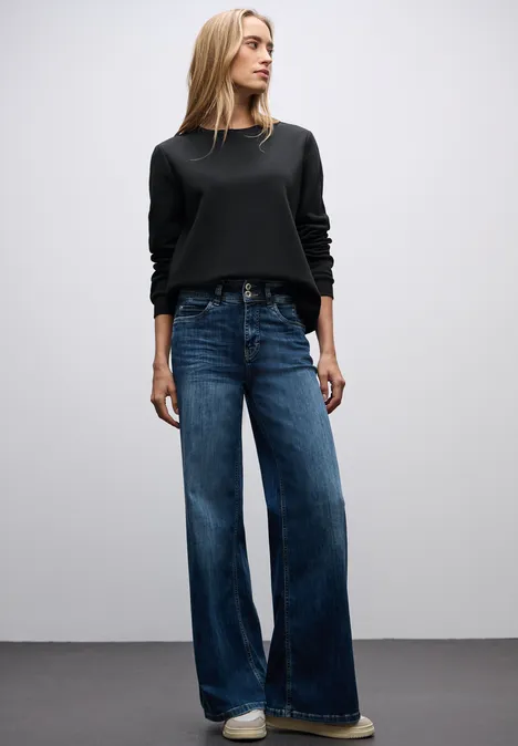 Sweatshirt mit Rippdetail Black