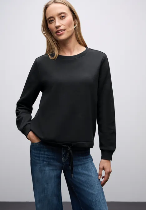 Sweatshirt mit Rippdetail Black