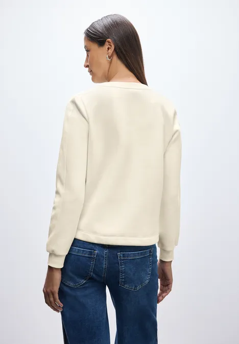 Sweater met geribd detail soft beige