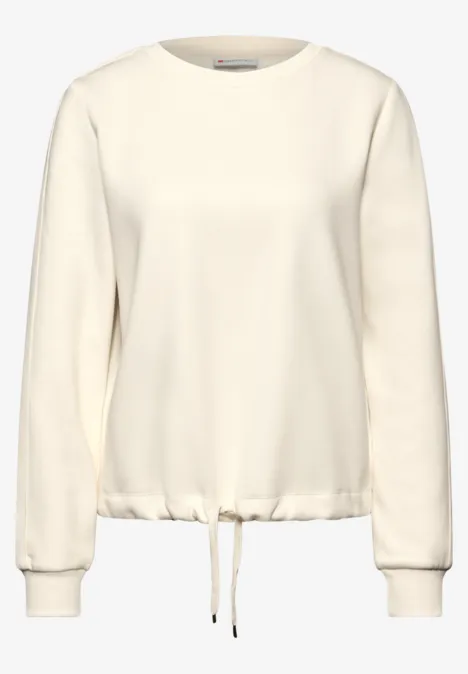 Sweater met geribd detail soft beige