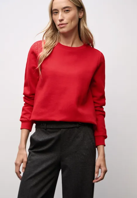 Sweatshirt mit Rippdetail racing red
