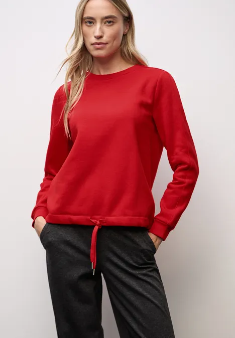 Sweatshirt mit Rippdetail racing red