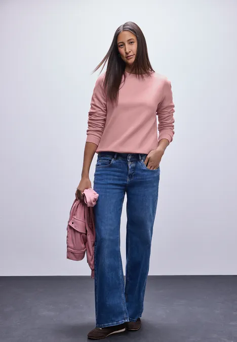 Sweater met geribd detail powder pink