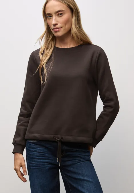 Sweatshirt mit Rippdetail darkest brown