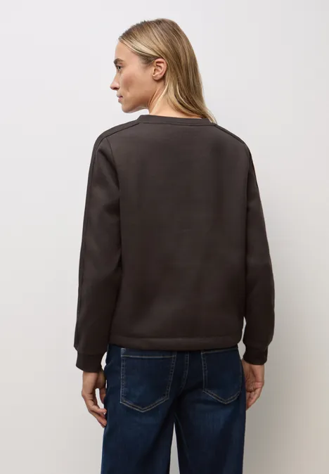 Sweatshirt mit Rippdetail darkest brown