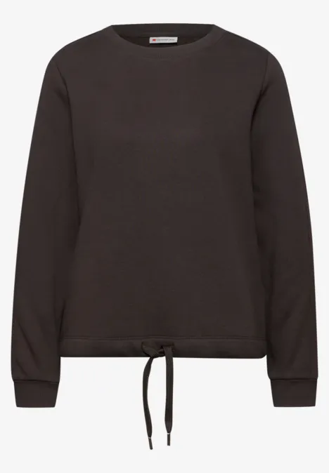 Sweatshirt mit Rippdetail darkest brown