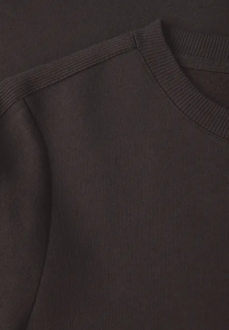 Sweatshirt mit Rippdetail darkest brown