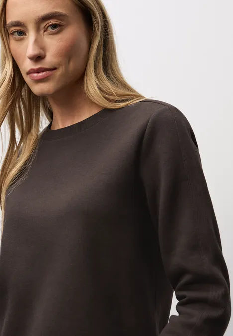 Sweatshirt mit Rippdetail darkest brown