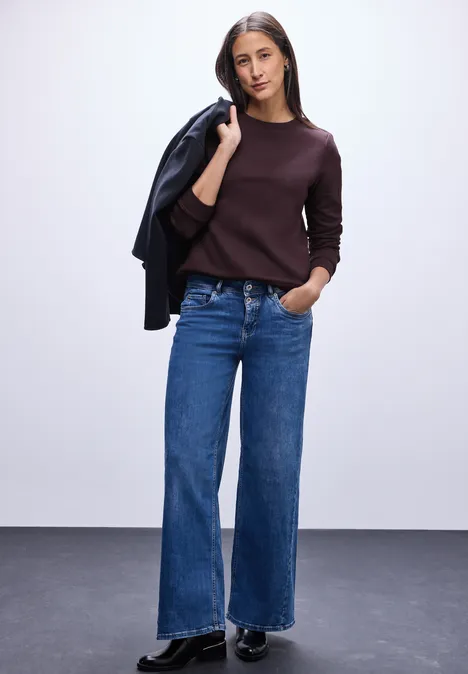 Sweater met geribd detail Jazz Berry