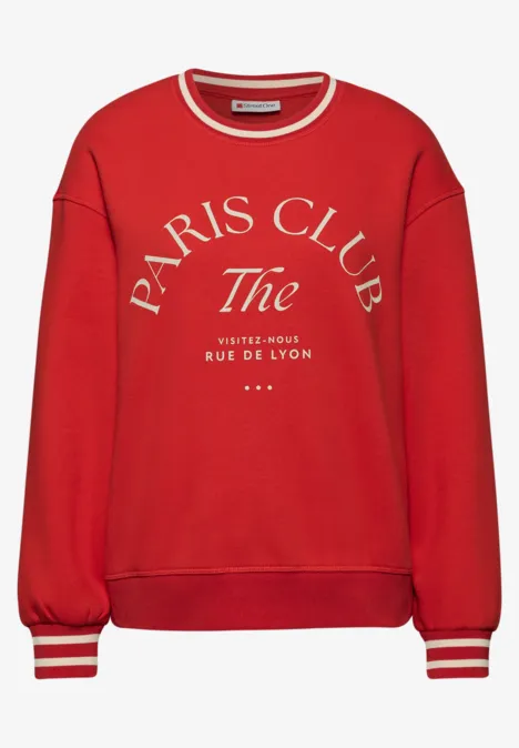 Loose Fit Print Sweatshirt racing red