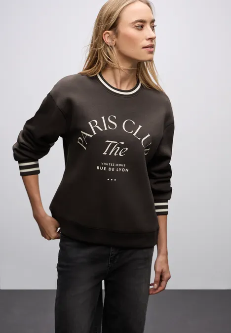 Loose Fit Print Sweatshirt darkest brown
