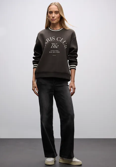 Loose Fit Print Sweatshirt darkest brown