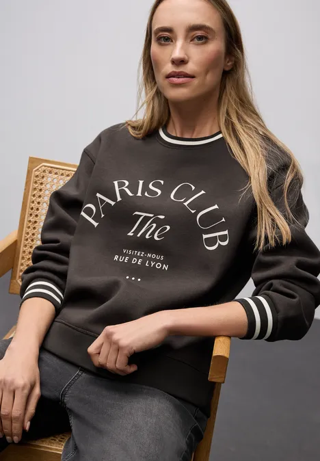Loose Fit Print Sweatshirt darkest brown