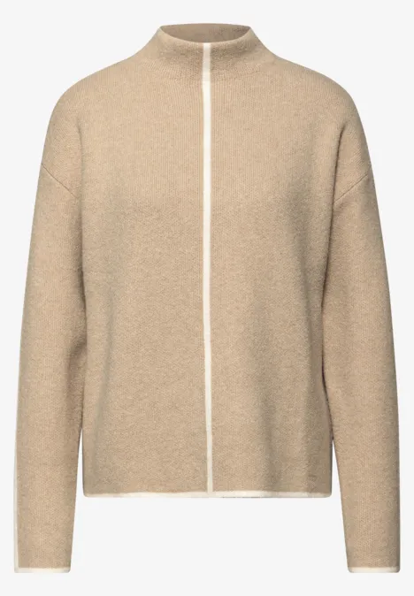 Pullover mit Kontrastdetails sanded beige mel.