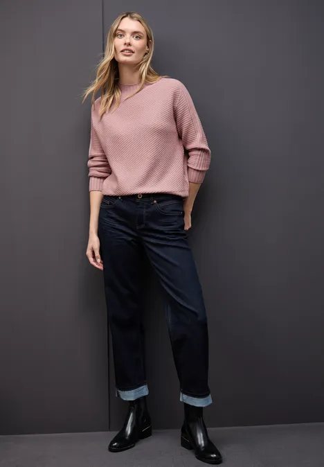 Trui met structuur powder pink mel.