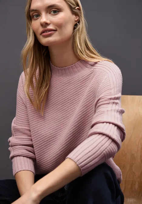 Trui met structuur powder pink mel.