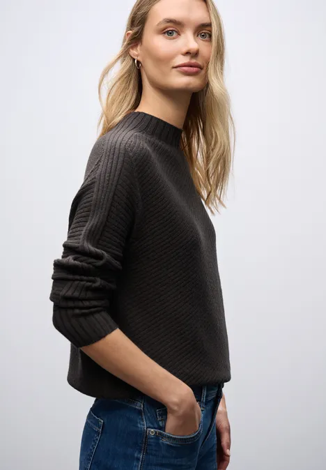 Strukturpullover darkest brown