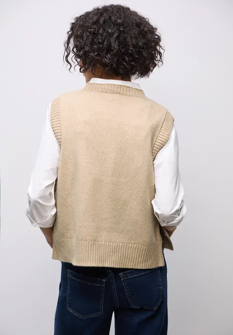 Ärmelloser Pullover sanded beige mel.