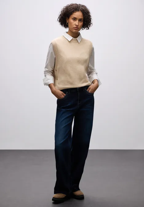 Ärmelloser Pullover sanded beige mel.