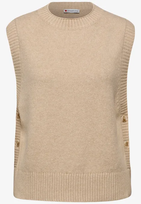 Ärmelloser Pullover sanded beige mel.