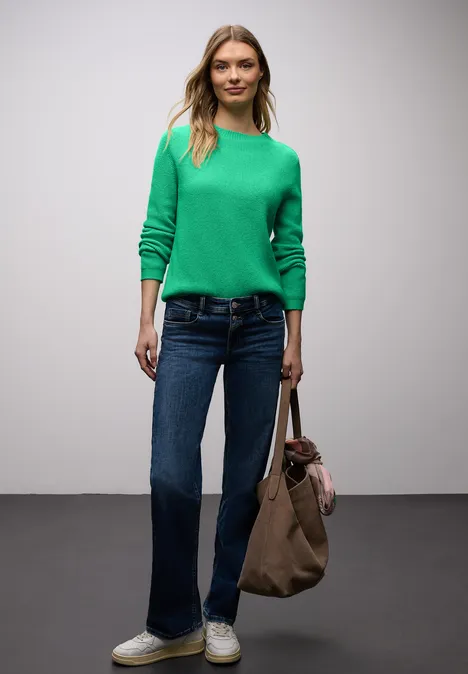 Trui met knoopdetail arcadia green mel.