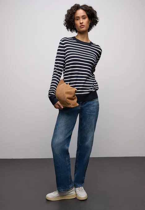 Gestreifter Pullover deep blue Gestreifter Pullover deep blue