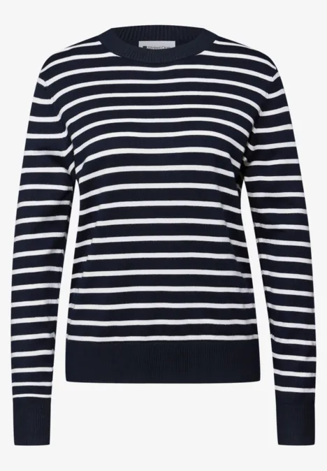 Gestreifter Pullover deep blue Gestreifter Pullover deep blue